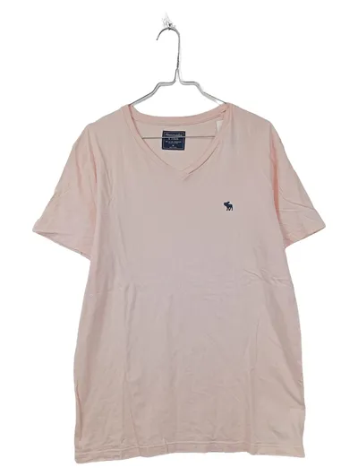 Abercrombie & Fitch Herren T-Shirt V-Ausschnitt Rosa Gr. M Basic