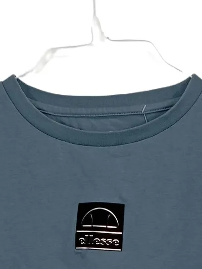 Ellesse Damen T-Shirt Gr. 38/M Blau Logo Tape Ärmel Sportlich