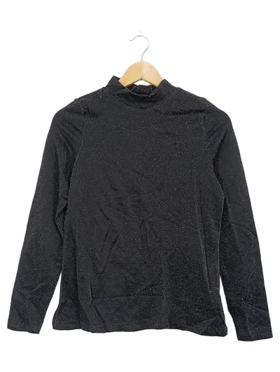 Kapalua Damen Langarmshirt Rollkragen Glitzer Schwarz Gr. S