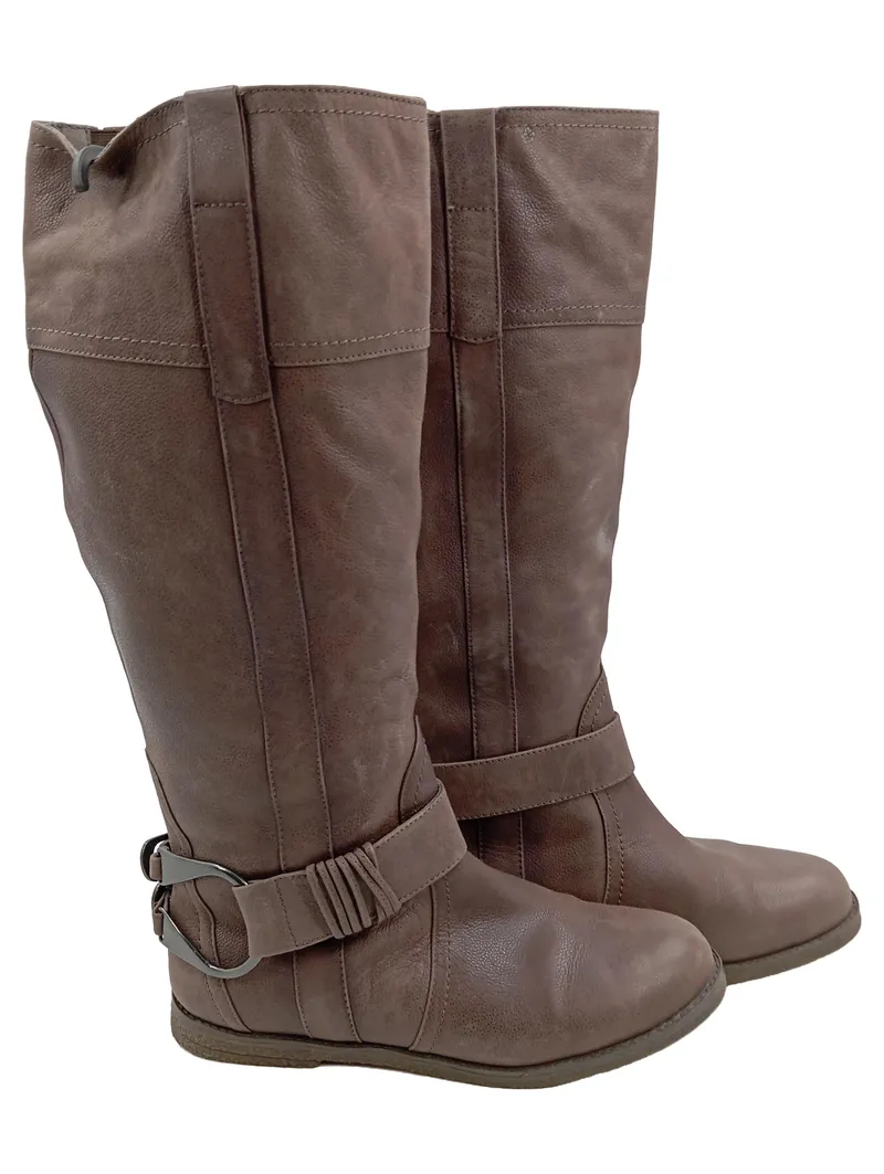 BAMA Damen Leder Reitstiefel Braun Gr. 39 Schnalle Casual 1