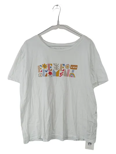 Element Damen T-Shirt Gr. S Weiß Grafik Print Kurzarm Baumwolle Casual