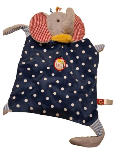 BabyGlück Elefant Greifling Stoff Kuscheltuch Gepunktet Blau 19x24 cm