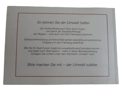 Audi Coupé Betriebsanleitung Original Handbuch Bordbuch Bedienungsanleitung