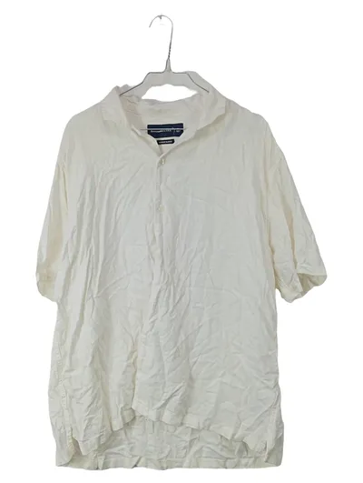 Abercrombie & Fitch Hemd Kurzarm Herren Gr. M Beige Leinen Oversized