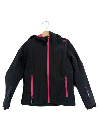 CMP Mädchen Softshelljacke Gr. 128 Schwarz Outdoor Kapuze Winddicht