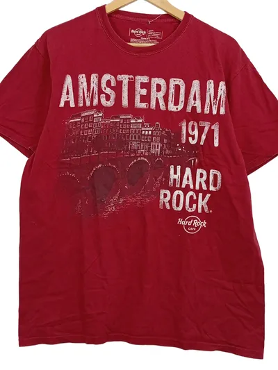 Hard Rock Cafe Amsterdam T-Shirt Herren Gr. XL Rot 1971 Baumwolle