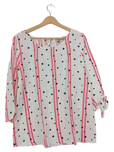 Comma Casual Identity Bluse 3/4 Arm Gepunktet Weiß Damen Gr. 40 L
