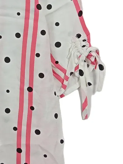 Comma Casual Identity Bluse 3/4 Arm Gepunktet Weiß Damen Gr. 40 L