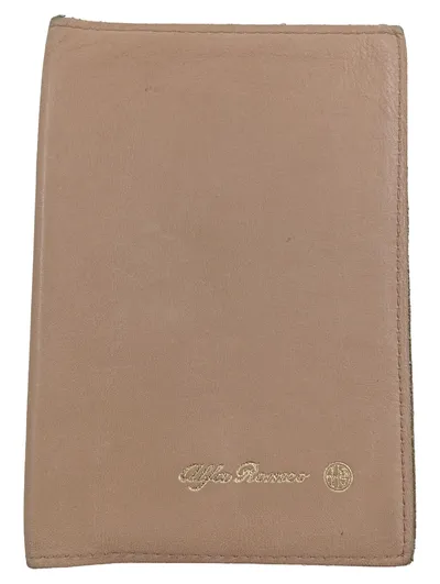 Alfa Romeo Leder Geldbörse Portemonnaie Beige Klassisch Herren