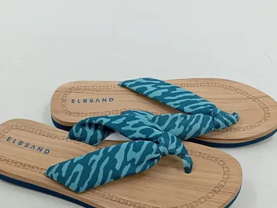 Elbsand Damen Zehentrenner Gr. 41 Türkis Tierdruck Schleife Casual