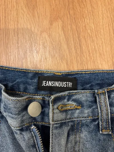 Jeansindustry High Waist Jeans Damen Gr. 36 Straight Leg Schlitz Blau