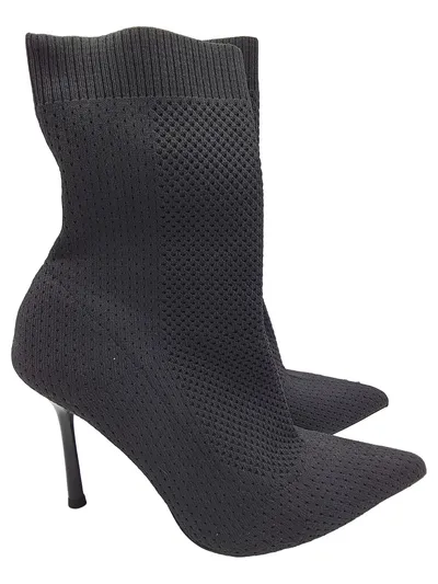 ZARA Damen Stiefelette Sock Boots Schwarz Gr. 38 High Heels Strick