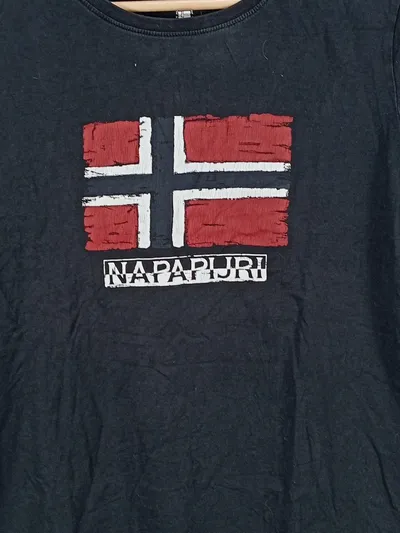 Napapijri Damen T-Shirt Gr. S Schwarz Logo Print Baumwolle Freizeit Casual
