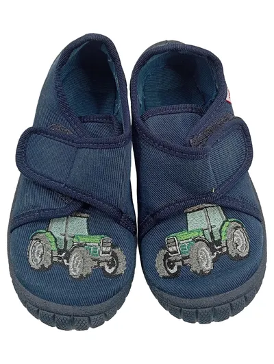 Superfit Hausschuhe Kinder Traktor Motiv Blau Gr. 24 Klettverschluss