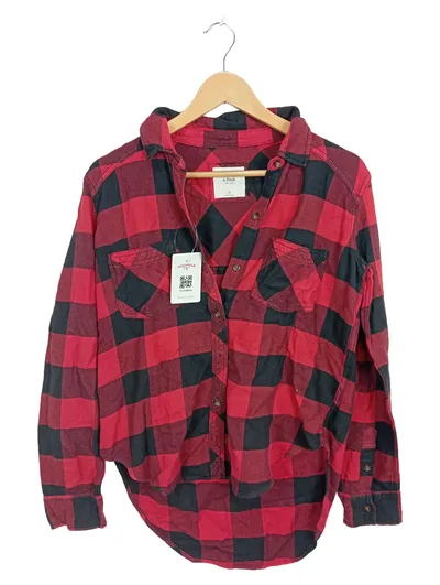 Abercrombie & Fitch Flanellhemd Damen M Kariert Rot Schwarz Buffalo Check