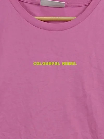 Colourful Rebel T-Shirt Damen Gr. L/42 Rosa Logo-Print Baumwolle
