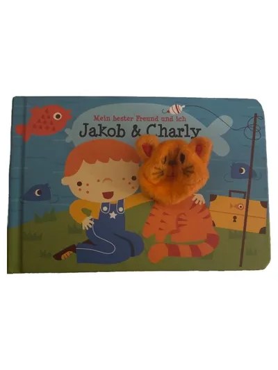 Stoffbuch Mein bester Freund und ich Jakob & Charly mit Fingerpuppe Katze