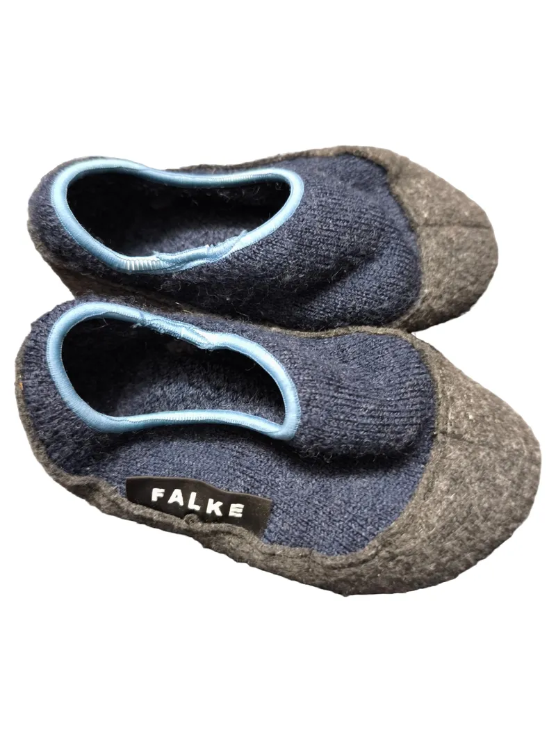 FALKE Kinder Hausschuhe Gr. 23 Blau Uni Slip-On Textil Komfortabel 2