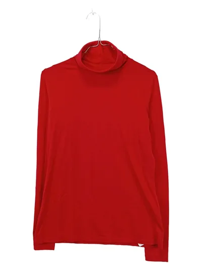 Lands' End Damen Rollkragen Pullover Basic Langarm Rot Gr. S 36