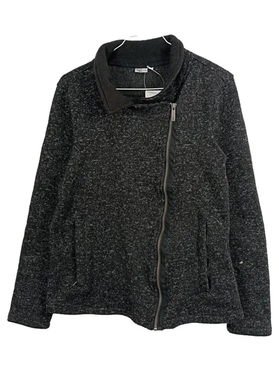 Up Fashion Damen Strickjacke Langarm Meliert Grau Reißverschluss Gr. M