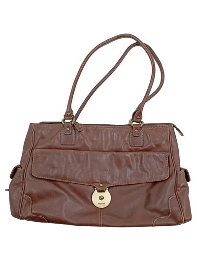 PICARD Damen Leder Henkeltasche Handtasche Shopper Braun 40cm Klassisch