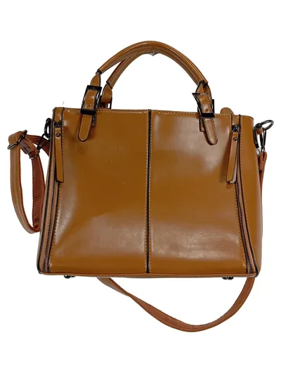 Gallantry Damen Henkeltasche Handtasche Cognac Braun Kunstleder 32x25cm