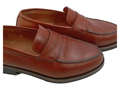 Handmacher Penny Loafer Herren Gr. 42 Braun Leder Klassisch Holzgenagelt