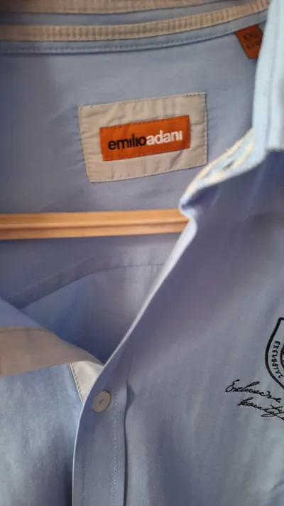 Emilio Adani Herren Business Hemd Gr. XXL Blau Langarm Baumwolle