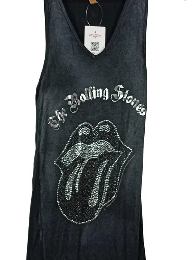 Amplified The Rolling Stones Damen Tank Top Gr. S Grau Strass Vintage
