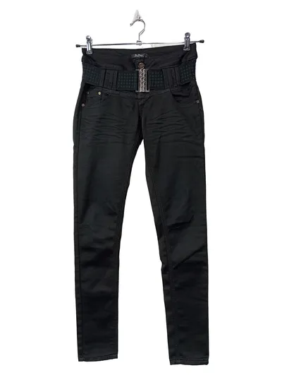Rose Player Damen Jeans Hose Schwarz Gr. 36 Skinny mit Gürtel Stretch