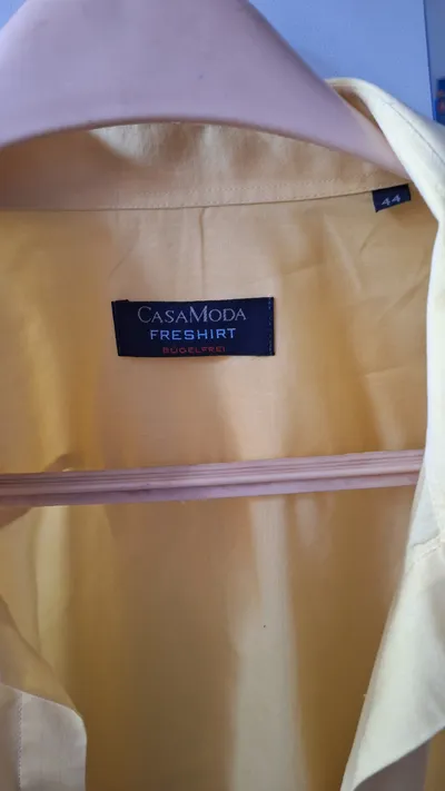 CASAMODA Freshirt Herren Kurzarmhemd Gelb Gr. 44 Bügelfrei Baumwolle