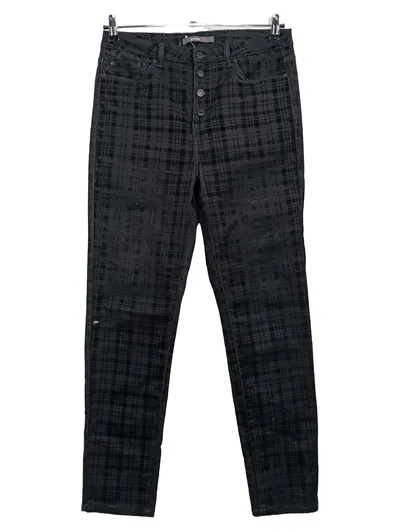 Estelle Jolie Stoffhose Damen Kariert Grau Baumwolle Gr. W33 42 XL L30