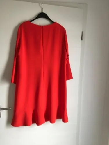Cinque A-Linien Kleid Cocktailkleid Rot Gr. 42 XL Elegant Rüschen Midikleid 2