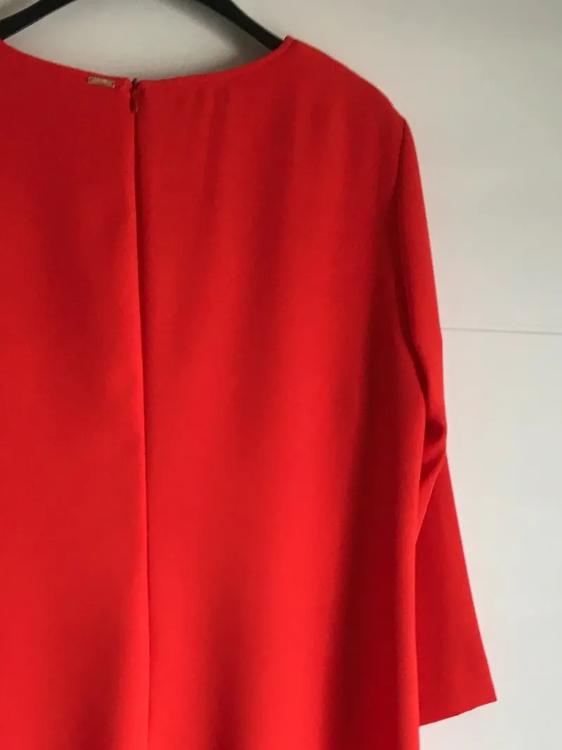 Cinque A-Linien Kleid Cocktailkleid Rot Gr. 42 XL Elegant Rüschen Midikleid 4