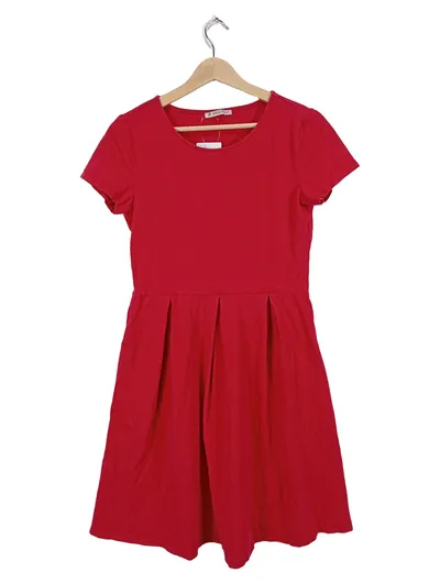 Anna Field T-Shirt Kleid Damen Rot Gr. M Freizeitkleid Baumwolle Falten