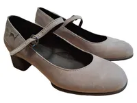 Camper Damen Mary Jane Pumps Grau Leder Gr. 38 Blockabsatz Riemchen 3