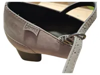 Camper Damen Mary Jane Pumps Grau Leder Gr. 38 Blockabsatz Riemchen 4