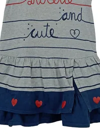 Bóboli Sommerkleid Mädchen Baumwolle Gr. 116 Grau Rüschen Applikation 3