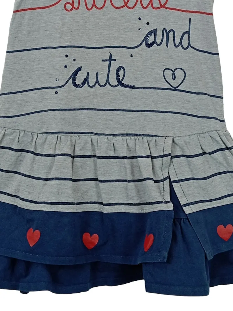 Bóboli Sommerkleid Mädchen Baumwolle Gr. 116 Grau Rüschen Applikation 3