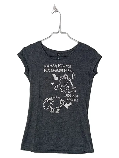 Blind Date Damen T-Shirt Gr. 34/XS Grau Schriftzug Baumwolle Casual