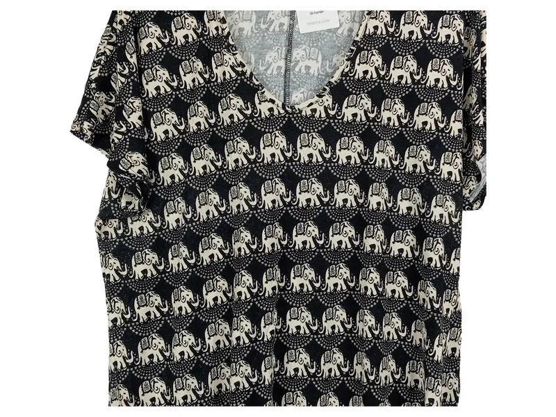 Angel of Style Damen T-Shirt Elefanten Tiermotiv Kurzarm Viskose Schwarz 48 2