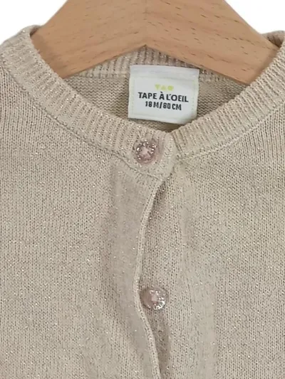 Tape à l'œil Strickjacke Baby Mädchen Gr. 80 Beige Glitzer Rüschen