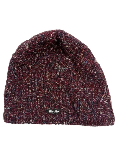 Eisbär Strickmütze Damen Meliert Rippstrick Wolle Rot Casual Freizeit