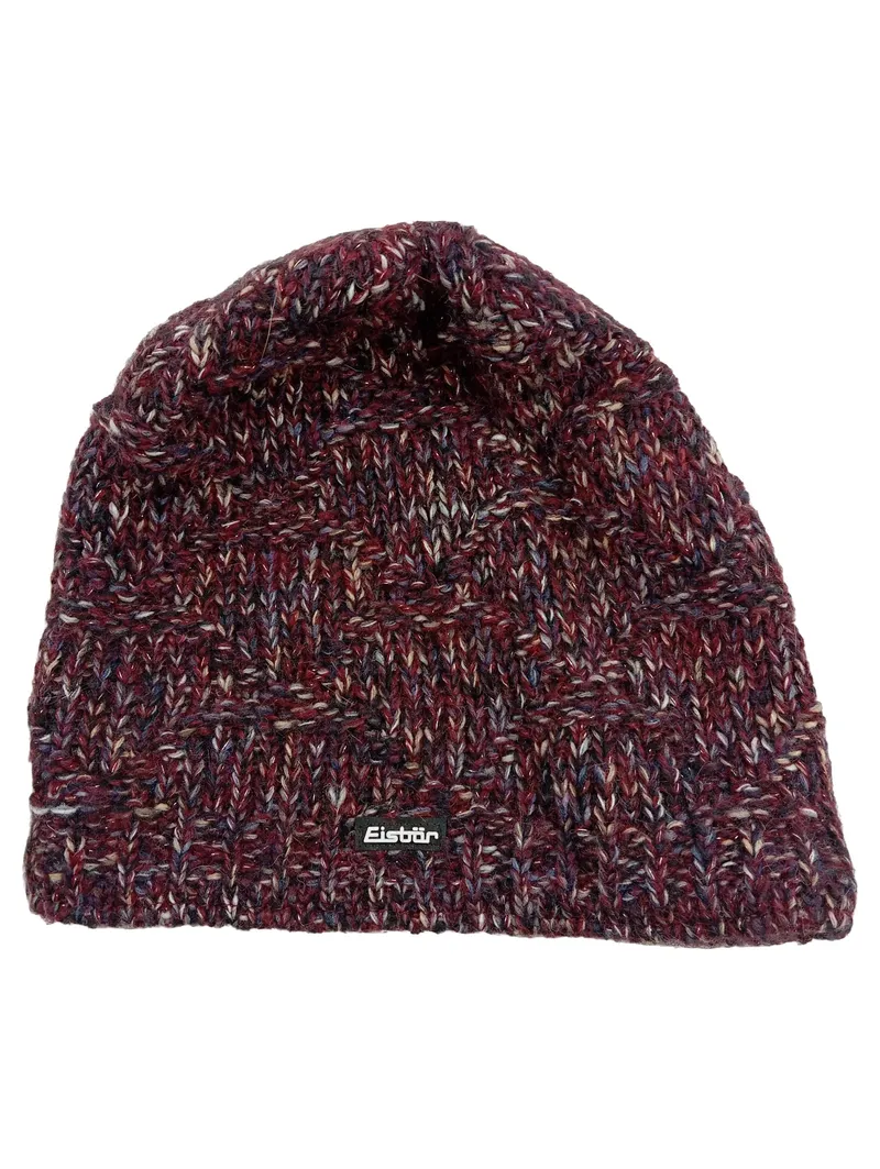Eisbär Strickmütze Damen Meliert Rippstrick Wolle Rot Casual Freizeit 1