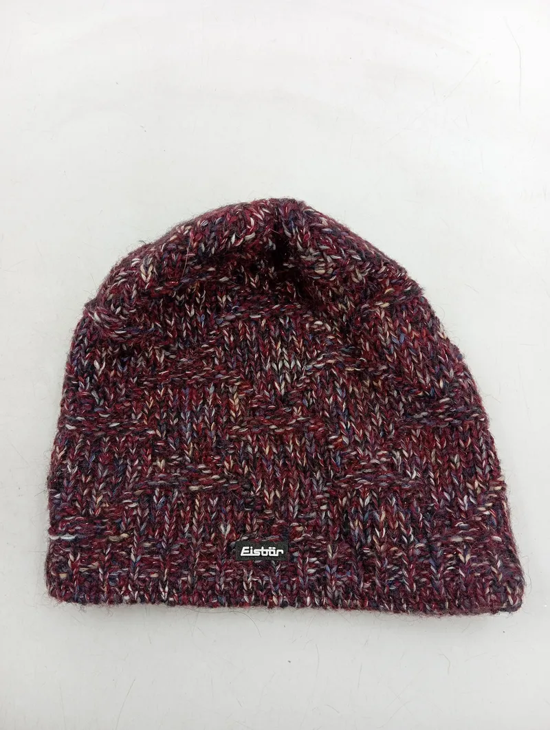 Eisbär Strickmütze Damen Meliert Rippstrick Wolle Rot Casual Freizeit 2