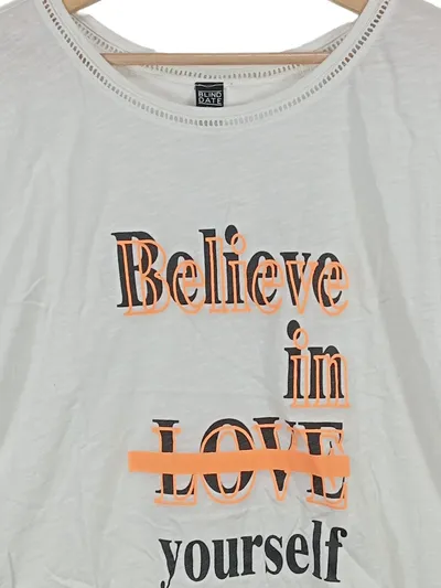 Blind Date Damen T-Shirt Gr. M weiß Schriftzug Baumwolle Casual Freizeit