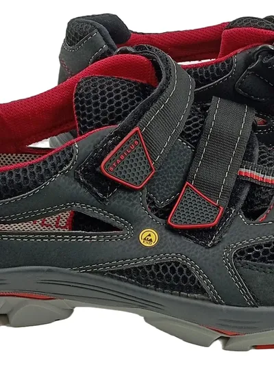 Stabilus ESD Sicherheitsschuhe Arbeitsschuhe Sandalen Herren Gr. 43 Grau Rot