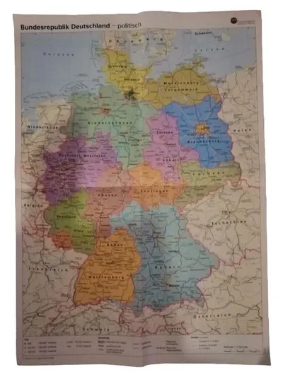 Landkarte Bundesrepublik Deutschland politisch Wandkarte Schulkarte