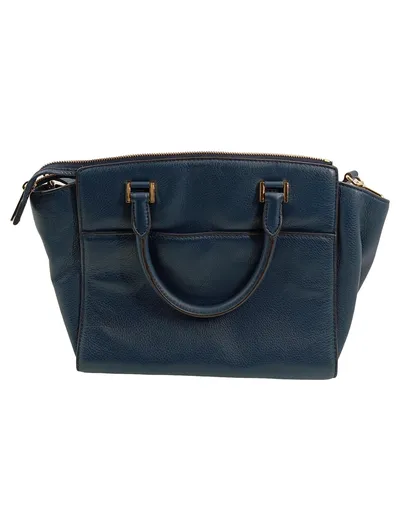 Michael Kors Henkeltasche Leder Dunkelblau Damen Handtasche Gold Logo