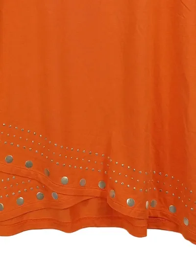 Alfredo Pauly Damen Top 3/4-Arm Elegant Orange Gr. 46 Nieten Strass